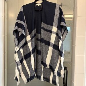 LOFT Blue Textured Knit Poncho